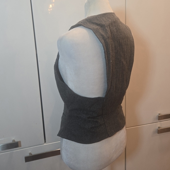 Vintage 90s Wool Gray Pleated Vest Womens Size Small - Picture 5 of 10
